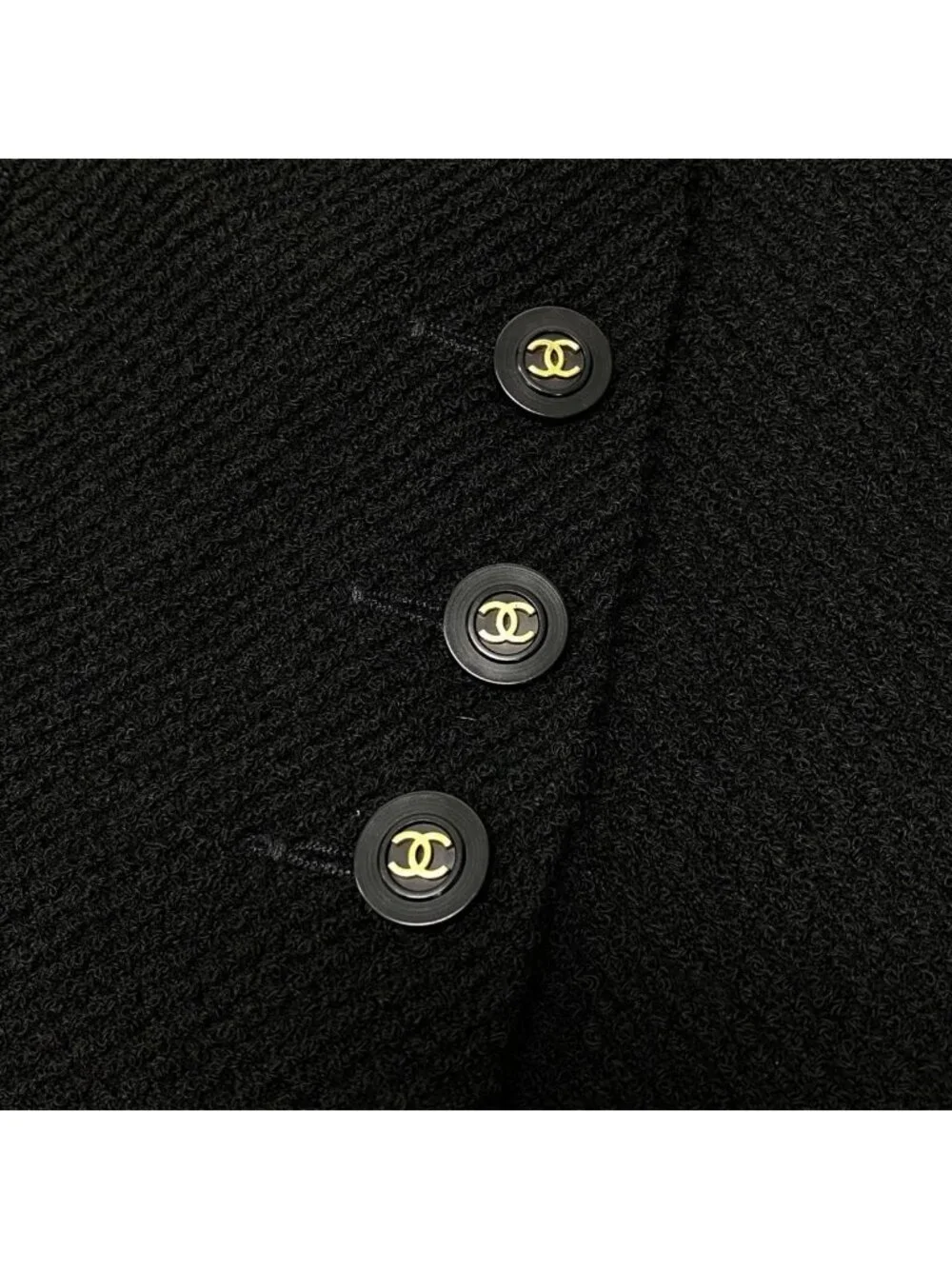 Chanel CC Logo Pencil Skirt Knee Length Black 38
